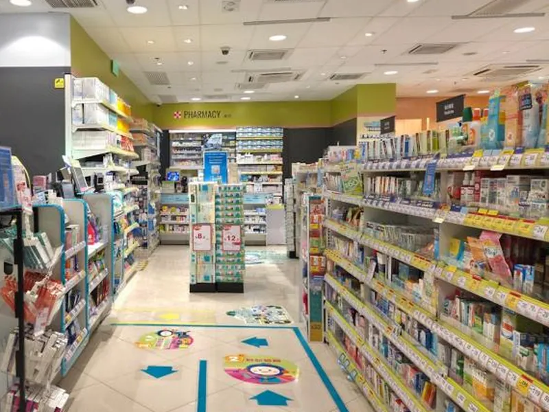 Health and beauty aisle with personal care products