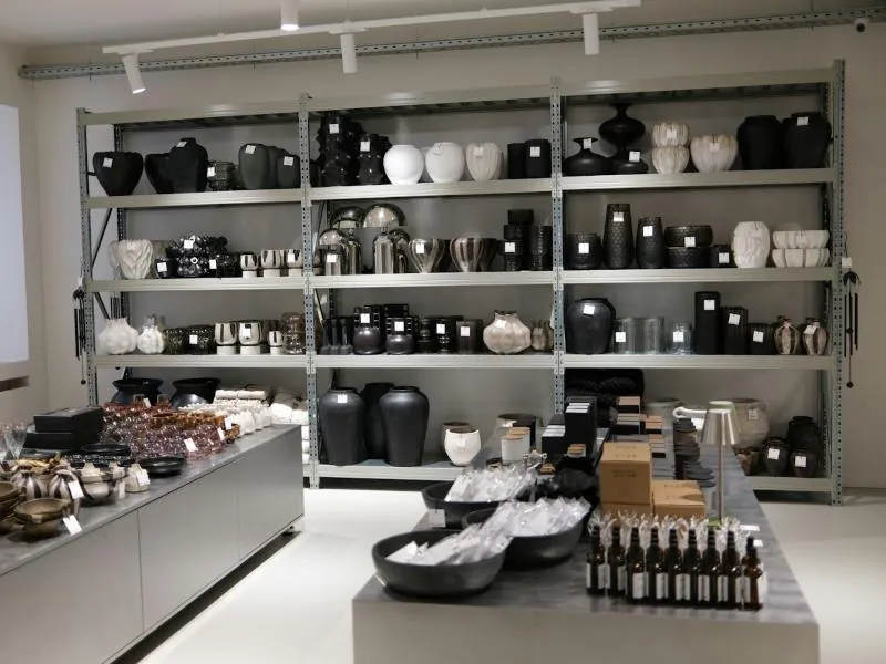 Home and kitchenware shelves in a store
